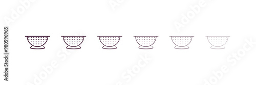 colander outline icon. Linear vector from kitchen concept. 6 different line style colander icon included thin, light, regular, medium, bold, black