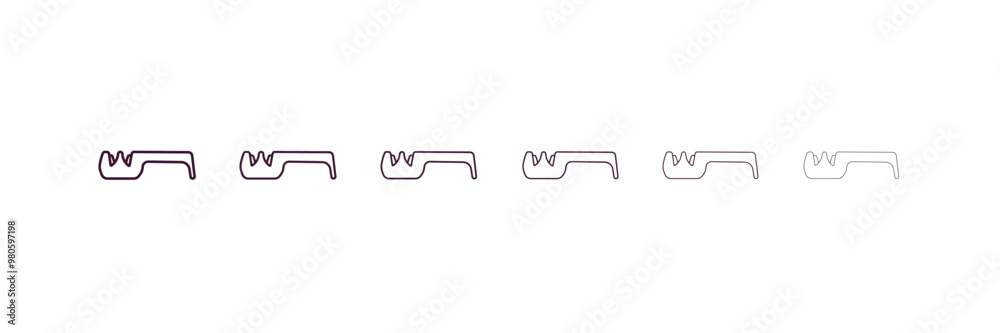 knife sharpener outline icon. Linear vector from kitchen concept. 6 different line style knife sharpener icon included thin, light, regular, medium, bold, black knife sharpener outline icon. Linear vector from kitchen concept. 6 different line style knife sharpener icon included thin, light, regular, medium, bold, black