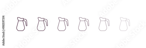 pitcher outline icon. Linear vector from kitchen concept. 6 different line style pitcher icon included thin, light, regular, medium, bold, black