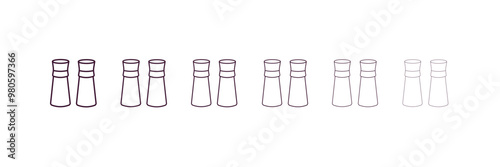 salt and pepper outline icon. Linear vector from kitchen concept. 6 different line style salt and pepper icon included thin, light, regular, medium, bold, black