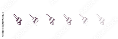 honey dipper outline icon. Linear vector from kitchen concept. 6 different line style honey dipper icon included thin, light, regular, medium, bold, black