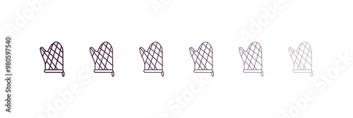 mitten outline icon. Linear vector from kitchen concept. 6 different line style mitten icon included thin, light, regular, medium, bold, black
