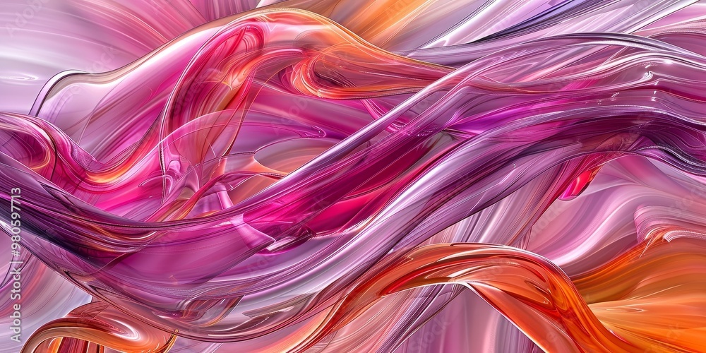 Fototapeta premium Abstract art featuring vibrant swirling patterns in shades of pink and orange, creating a dynamic and fluid visual effect that symbolizes movement and creative energy.