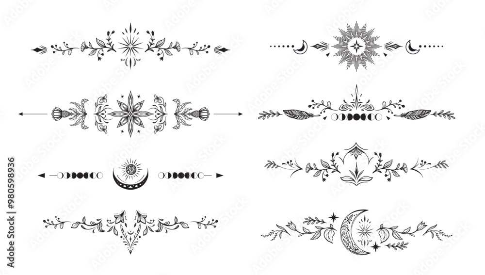 Set of vector hand drawn dividers. Set of vector hand drawn dividers.