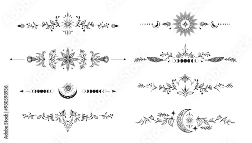 Set of vector hand drawn dividers.