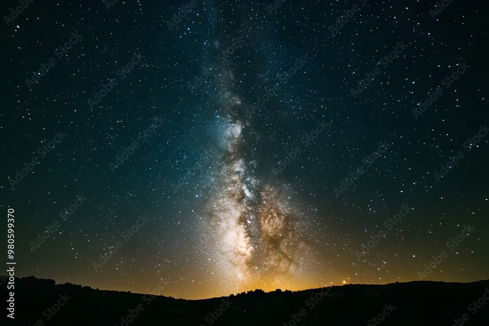 Starry sky, Milky Way galaxy at the center of the frame, dark background Starry sky, Milky Way galaxy at the center of the frame, dark background