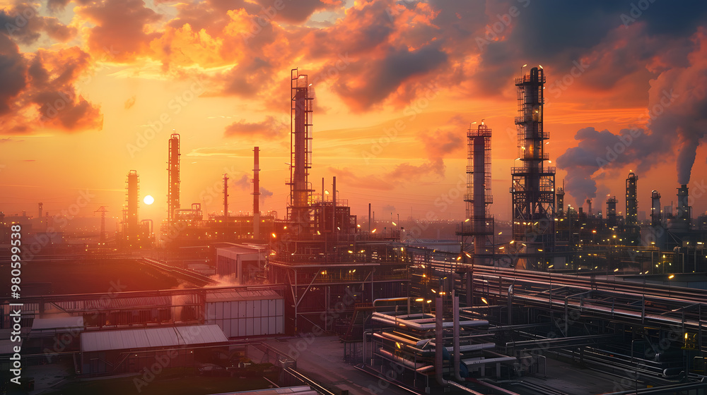 The plant is a complex for oil refining and production of various types of fuel. AI Generated