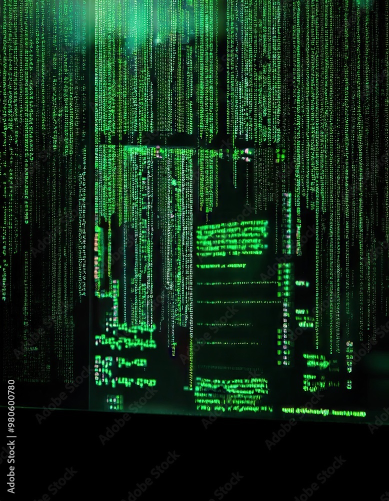 Green code on a dark screen Green code on a dark screen