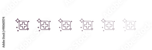 cure outline icon. Linear vector from medical concept. 6 different line style cure icon included thin, light, regular, medium, bold, black