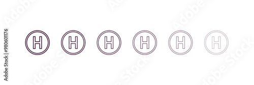 heliport outline icon. Linear vector from medical concept. 6 different line style heliport icon included thin, light, regular, medium, bold, black