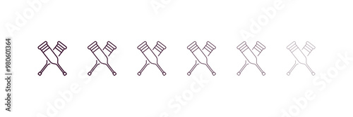 crutches couple outline icon. Linear vector from medical concept. 6 different line style crutches couple icon included thin, light, regular, medium, bold, black