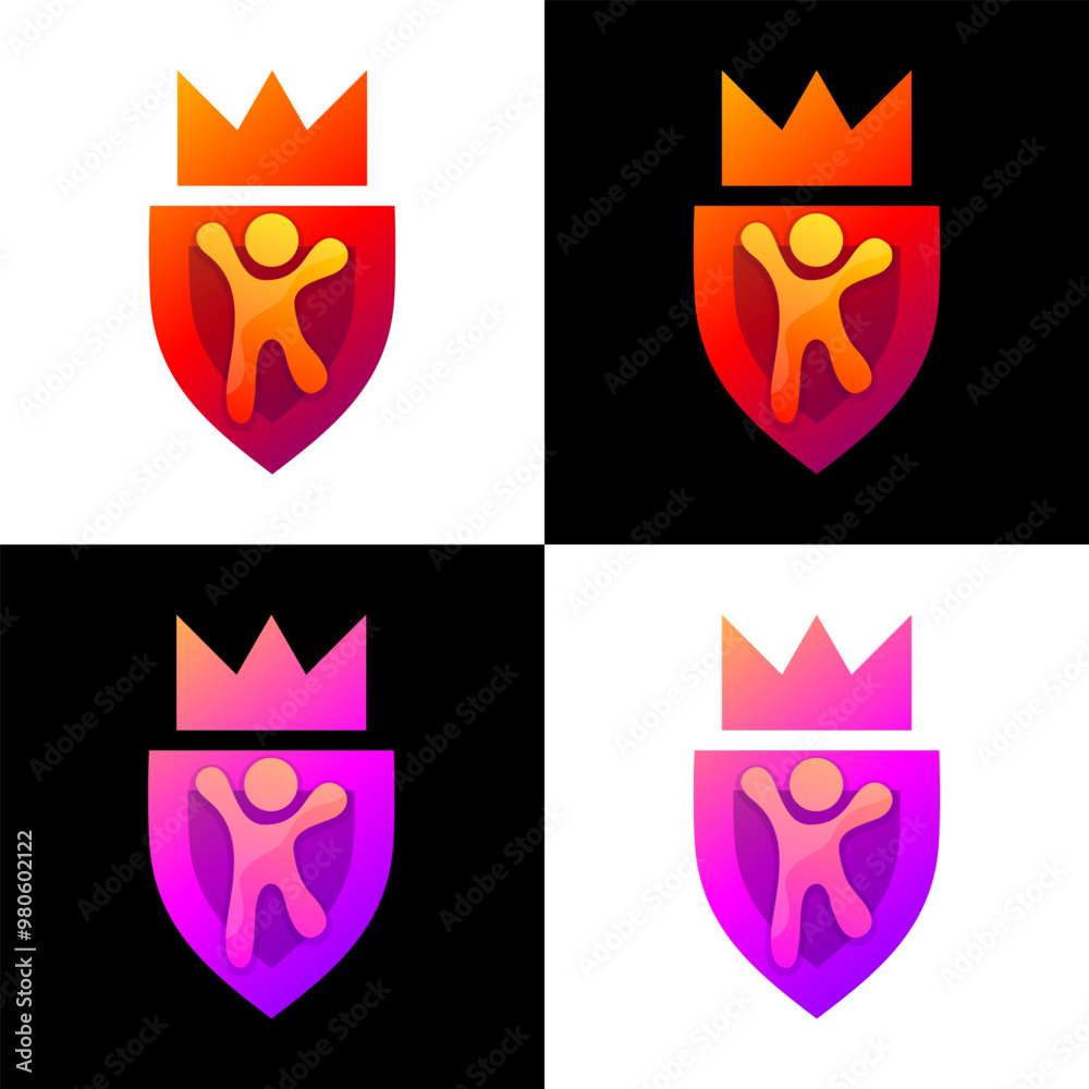 Obraz premium shield human gradient logo design
