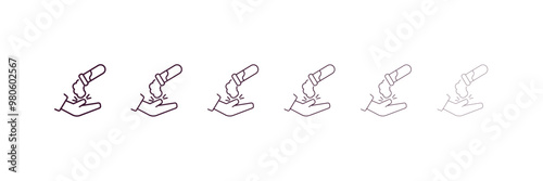acid falling on hand outline icon. Linear vector from medical concept. 6 different line style acid falling on hand icon included thin, light, regular, medium, bold, black