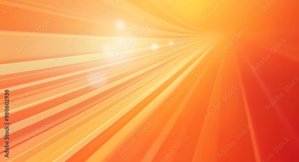Obraz premium Abstract orange sunburst background with rays of sunlight, illustration. Bright yellow and red radiating lines. Background design for a summer or spring concept, with a glowing light effect. 