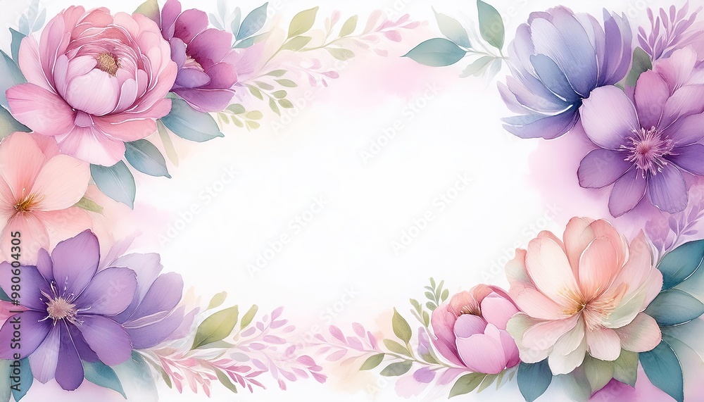 Delicate floral border in soft hues Delicate floral border in soft hues