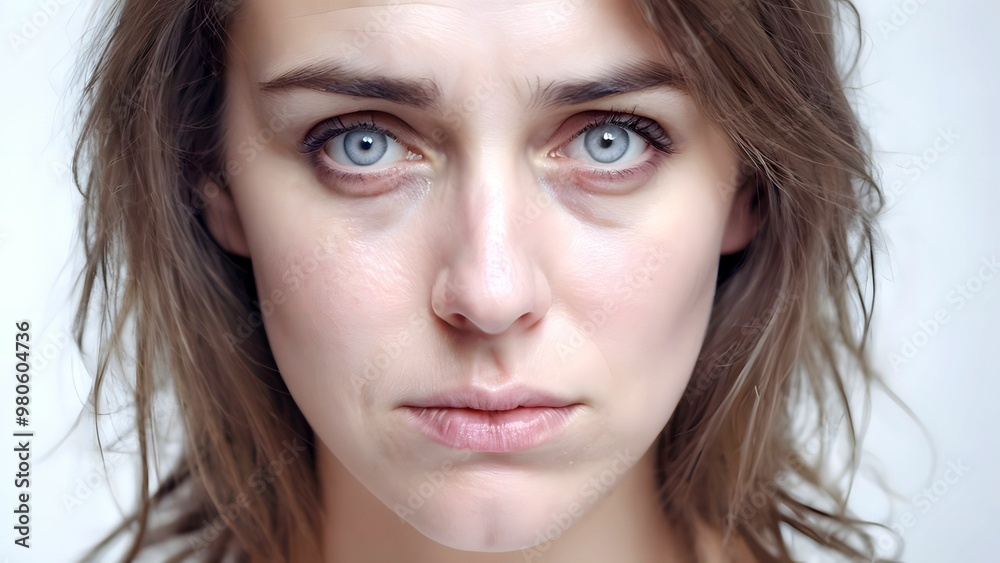 Woman in sadness. in sad emotion or emotional pain associated with feelings of disadvantage or loss. Woman in despair grief and helplessness. Emotion of disappointment or sorrow Woman in sadness. in sad emotion or emotional pain associated with feelings of disadvantage or loss. Woman in despair grief and helplessness. Emotion of disappointment or sorrow