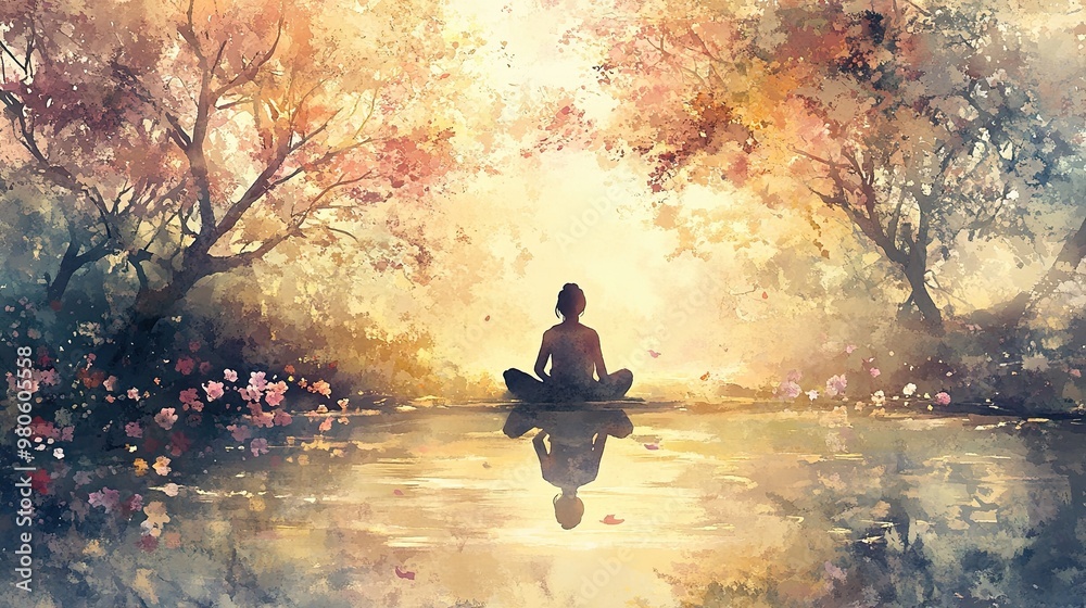 Serene Meditation by a Peaceful Lake in Nature Serene Meditation by a Peaceful Lake in Nature