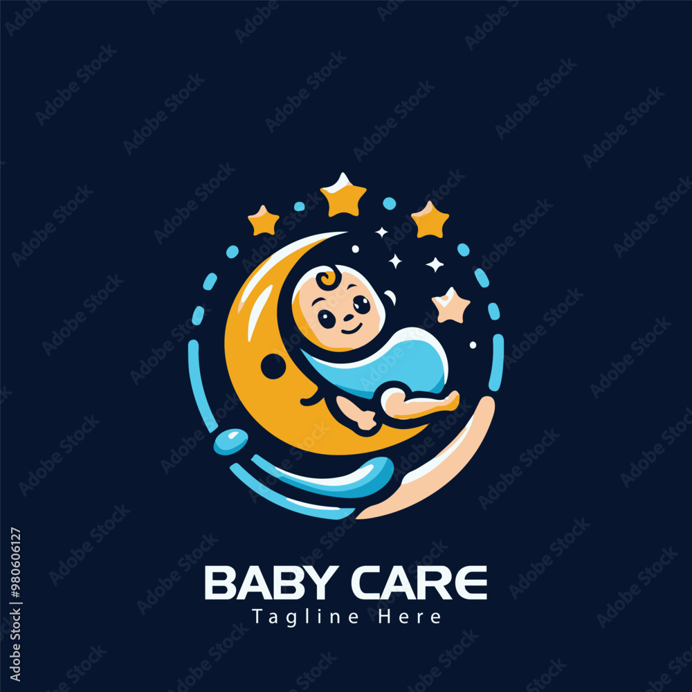 Obraz premium Logo Baby Care logo design Cute Baby Logo Design baby shop icon logo generative ai