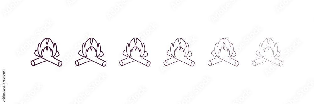 camping bonfire outline icon. Linear vector from nature concept. 6 different line style camping bonfire icon included thin, light, regular, medium, bold, black camping bonfire outline icon. Linear vector from nature concept. 6 different line style camping bonfire icon included thin, light, regular, medium, bold, black