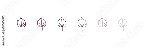 cordate outline icon. Linear vector from nature concept. 6 different line style cordate icon included thin, light, regular, medium, bold, black