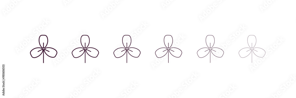 obovate outline icon. Linear vector from nature concept. 6 different line style obovate icon included thin, light, regular, medium, bold, black obovate outline icon. Linear vector from nature concept. 6 different line style obovate icon included thin, light, regular, medium, bold, black