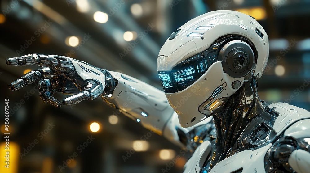 Fototapeta premium Close up of futuristic AI robot