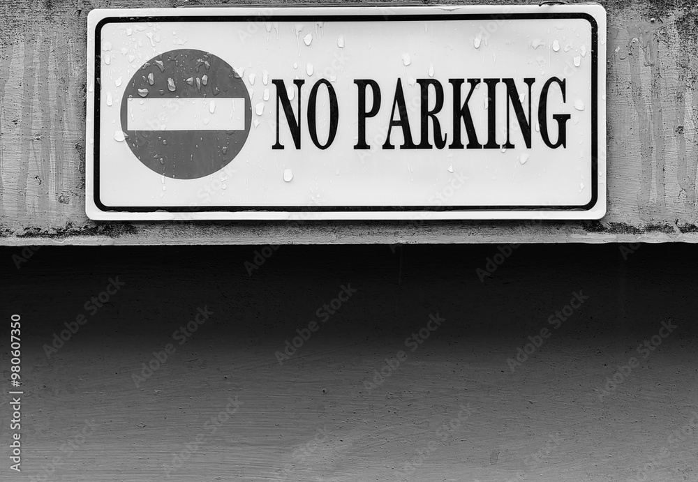 No Parking Signage on a Rainy Day. No Parking Signage on a Rainy Day.