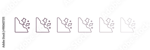 falling debris outline icon. Linear vector from nature concept. 6 different line style falling debris icon included thin, light, regular, medium, bold, black