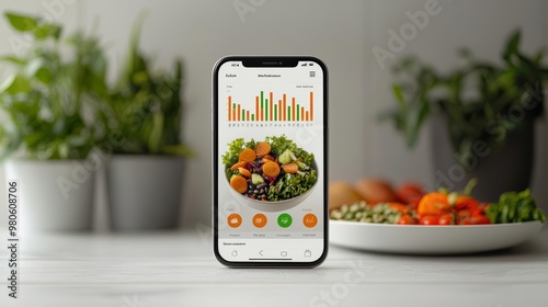 Image of a food diary app with a focus on tracking calories for body mass management