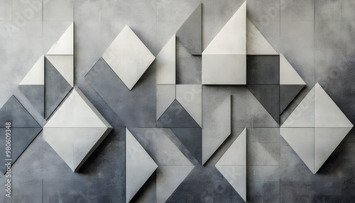 Clean, sharp geometric patterns in neutral tones, giving off a sleek, modern vibe