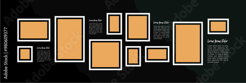 Pictures or photos frame collage and digital photo wall template