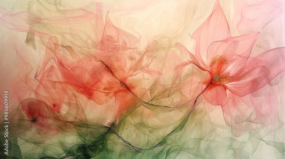 Abstract Floral Composition in Delicate Hues