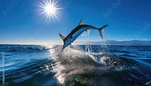 Marlin leaps from water