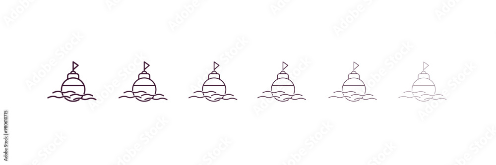 buoys outline icon. Linear vector from nautical concept. 6 different line style buoys icon included thin, light, regular, medium, bold, black