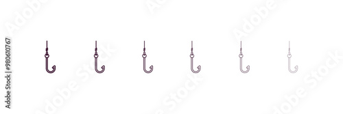fishing hook outline icon. Linear vector from nautical concept. 6 different line style fishing hook icon included thin, light, regular, medium, bold, black