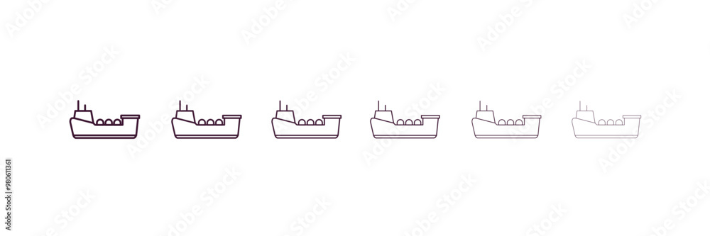 speed boat outline icon. Linear vector from nautical concept. 6 different line style speed boat icon included thin, light, regular, medium, bold, black speed boat outline icon. Linear vector from nautical concept. 6 different line style speed boat icon included thin, light, regular, medium, bold, black