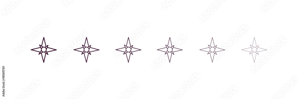 Fototapeta premium starfish outline icon. Linear vector from nautical concept. 6 different line style starfish icon included thin, light, regular, medium, bold, black