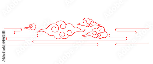 Chinese Cloud Line Background Vector
