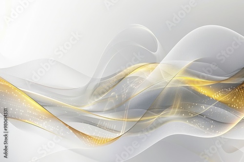 Abstract grey and gold background poster with dynamic waves. technology network Vector illustration.