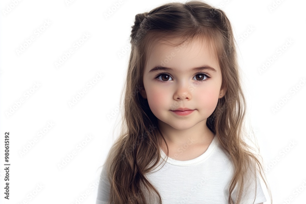Brunette little girl isolated on a over white background Brunette little girl isolated on a over white background