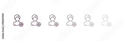 pacient outline icon. Linear vector from people concept. 6 different line style pacient icon included thin, light, regular, medium, bold, black