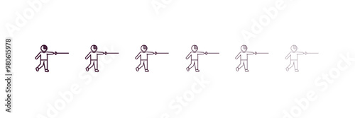 fencing attack outline icon. Linear vector from people concept. 6 different line style fencing attack icon included thin, light, regular, medium, bold, black