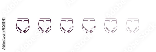 baby diaper outline icon. Linear vector from people concept. 6 different line style baby diaper icon included thin, light, regular, medium, bold, black