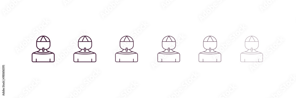 amazonian outline icon. Linear vector from people concept. 6 different line style amazonian icon included thin, light, regular, medium, bold, black amazonian outline icon. Linear vector from people concept. 6 different line style amazonian icon included thin, light, regular, medium, bold, black
