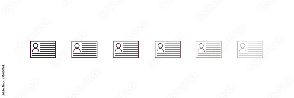 identification ard outline icon. Linear vector from people concept. 6 different line style identification ard icon included thin, light, regular, medium, bold, black identification ard outline icon. Linear vector from people concept. 6 different line style identification ard icon included thin, light, regular, medium, bold, black