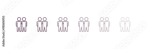 brothers outline icon. Linear vector from people concept. 6 different line style brothers icon included thin, light, regular, medium, bold, black