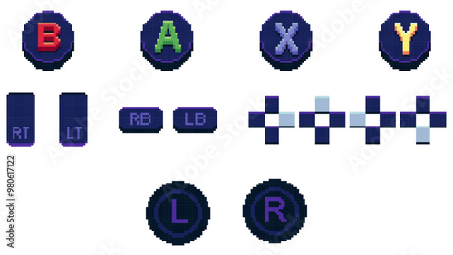 controller buttons vector set. Full games set buttons. controller triggers and bumpers vector illustration. Joysticks. controller game pad directions set