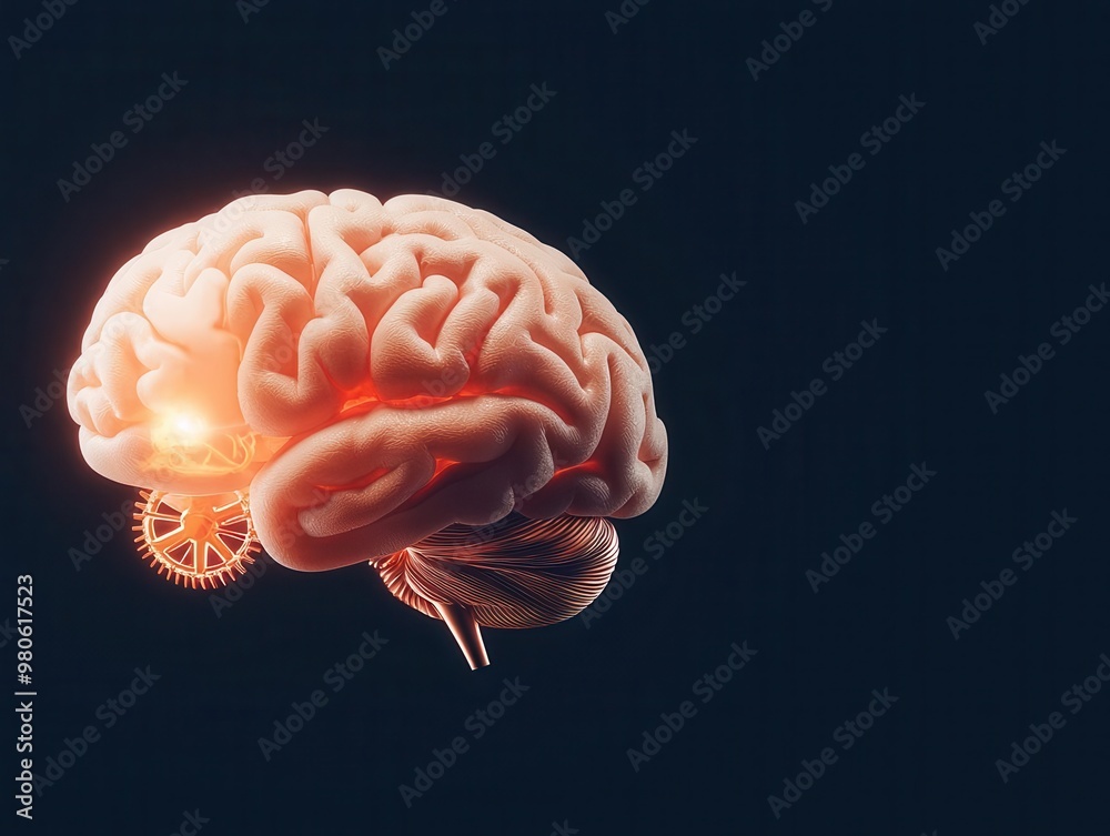 Gears turning inside a glowing brain, symbolizing technological breakthroughs and innovative improvements Gears turning inside a glowing brain, symbolizing technological breakthroughs and innovative improvements