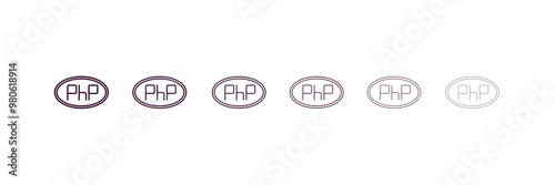 php outline icon. Linear vector from programming concept. 6 different line style php icon included thin, light, regular, medium, bold, black