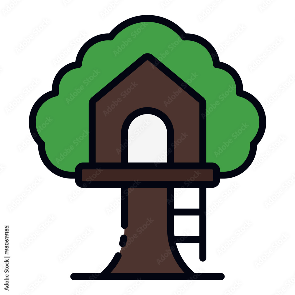 Fototapeta premium Treehouse filled line icon